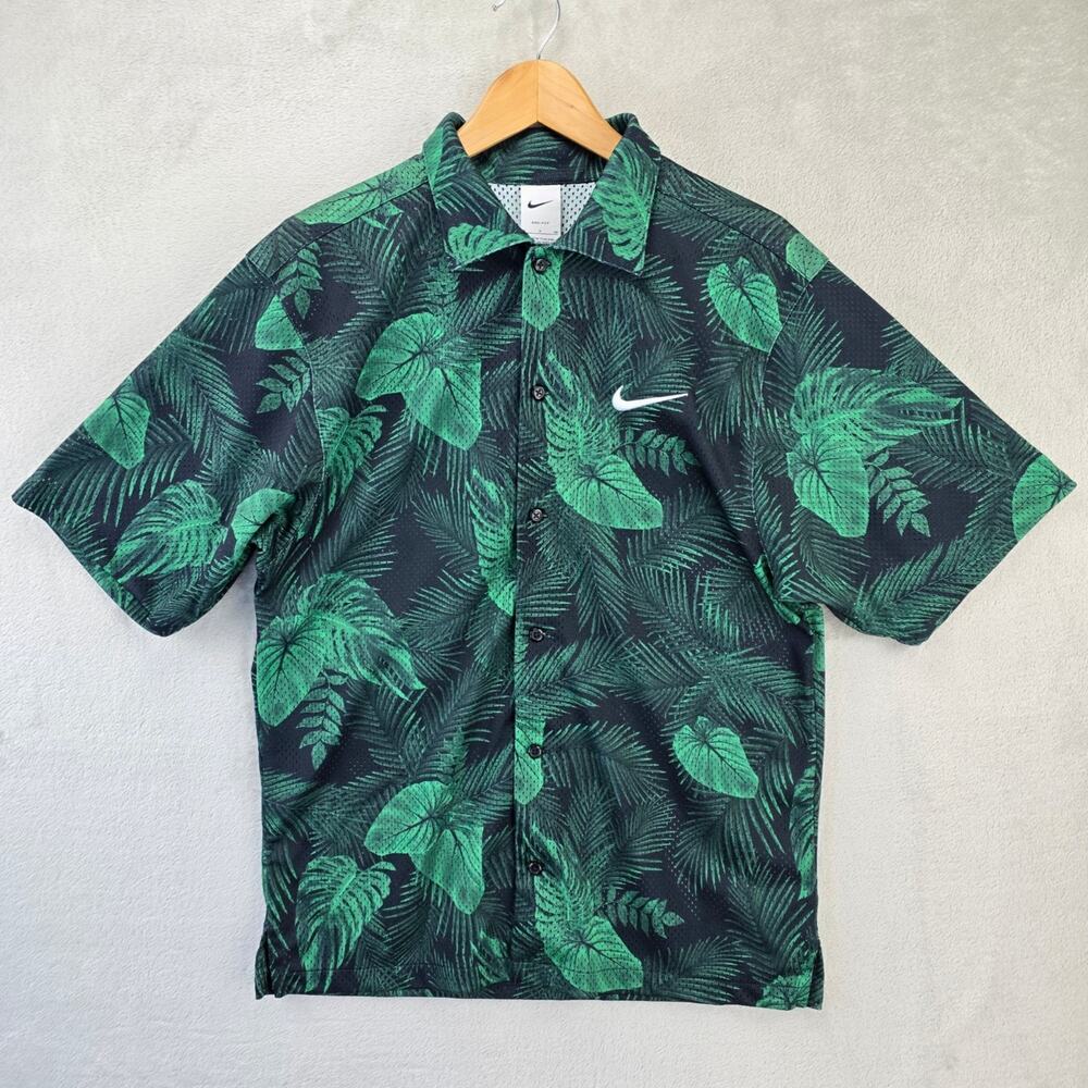 Nike Mesh Dri Fit Poolside Party Button Up Shirt Floral Mens Small DO6165-629